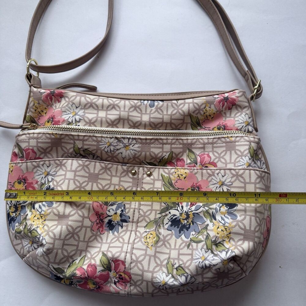 Time and Tru hobo shoulder bag Purse Floral Print Beige Tan Sustainable - Picture 11 of 12